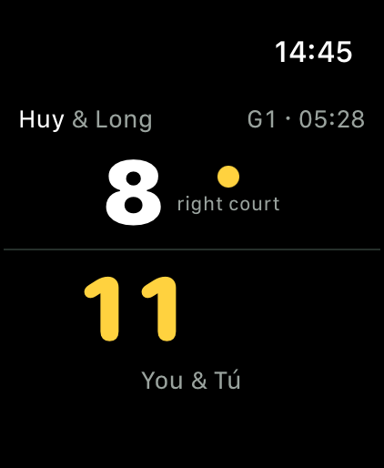 Scoring screen on Apple Watch