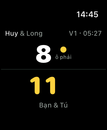 Màn ghi điểm trên Apple Watch